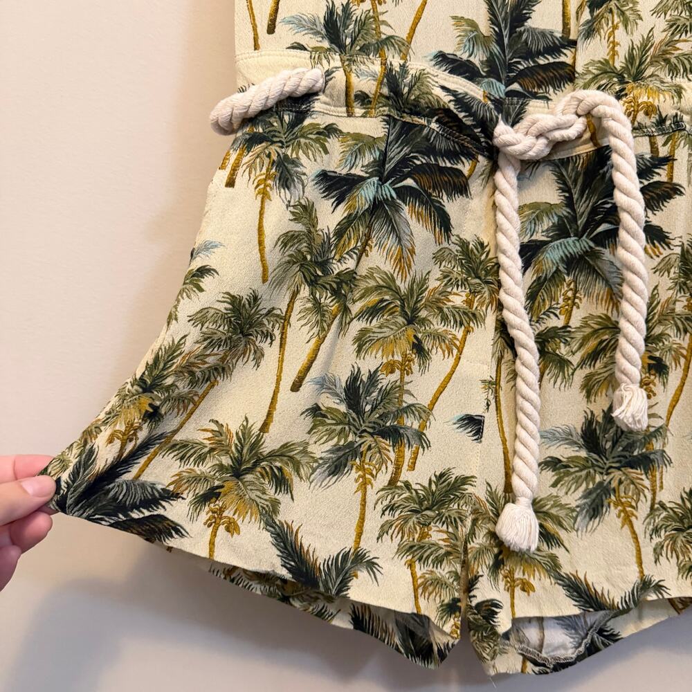My Sunday Morning Romper M/L Green Beach Tropical Palm Tree Summer Vacation Boho - Picture 8 of 11